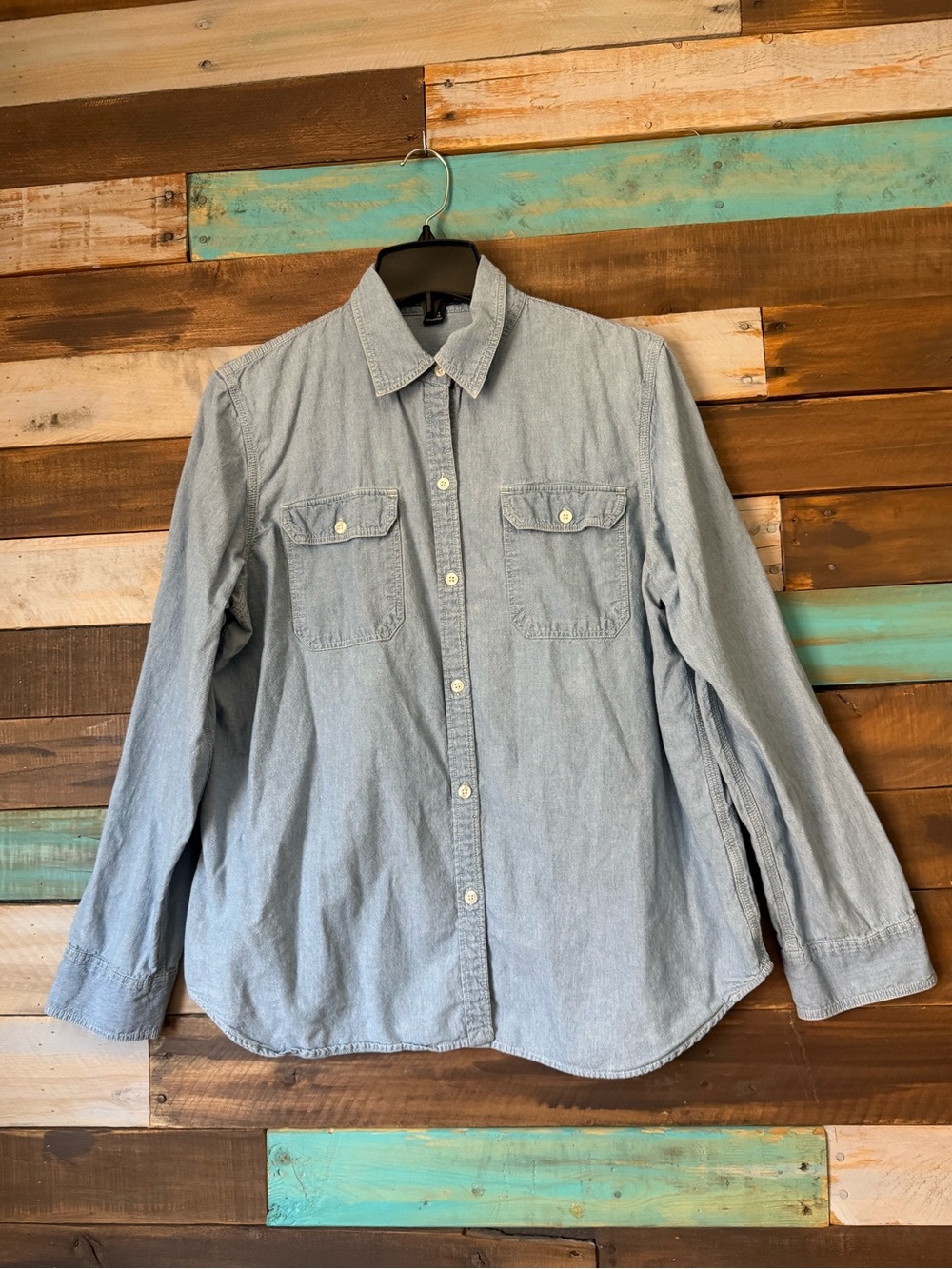 90s Classic Chaps Denim Long Sleeve Button Down 100% Cotton | Size XL